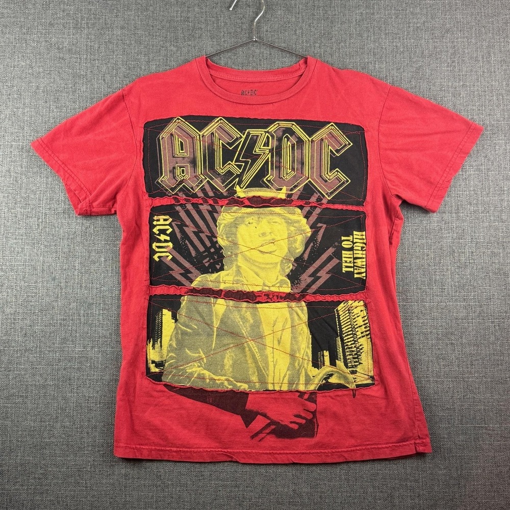 ACDC Shirt Mens Large Red Rockware‎ Highway To Hell Angus Young Band Tee Music